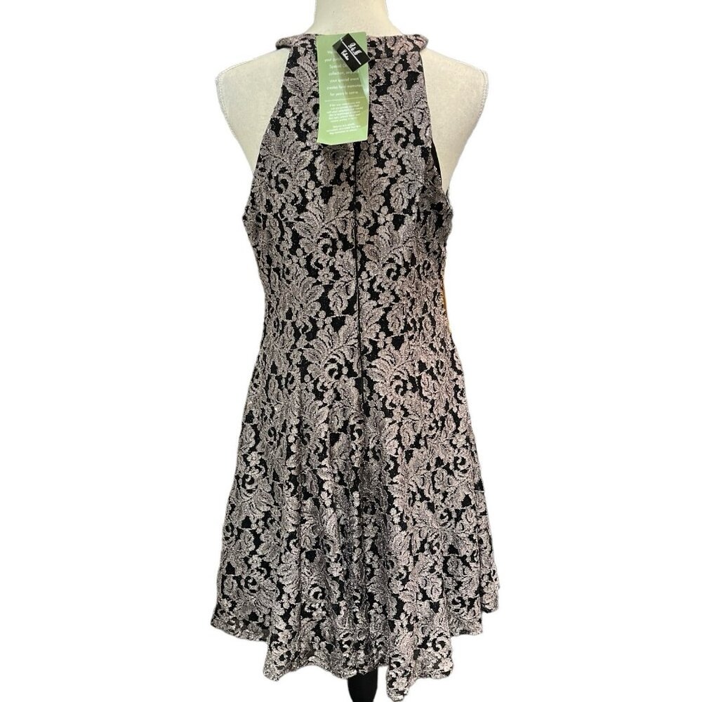 R & M Richard Dress Womens 12‎ Black Metallic Lace Aline Midi Strapless Event - Picture 4 of 12